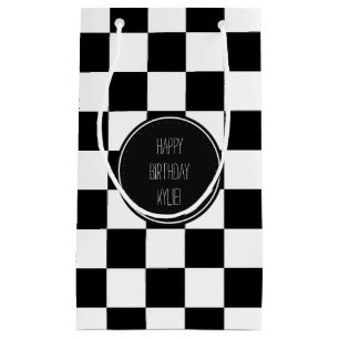 Black White Chequered Squares Small Gift Bag