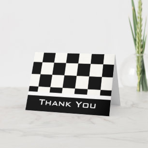 Black/White Chequered Thank You Greeting Card