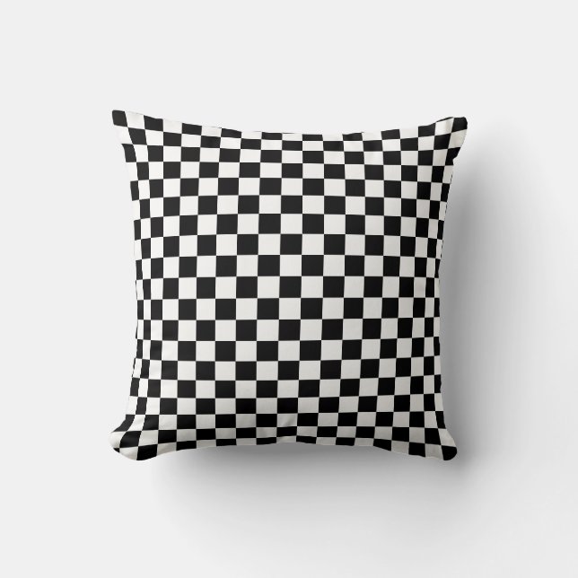 Black & White Chequered Throw Pillow (Front)