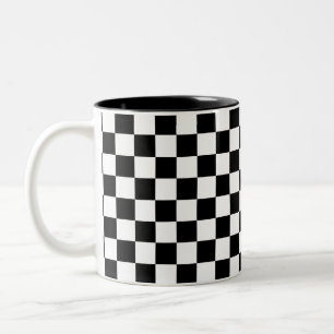 Black & White Chequered Two-Tone Coffee Mug