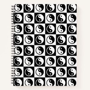 Black White Chequered Yin-yang Zen Block Print Notebook
