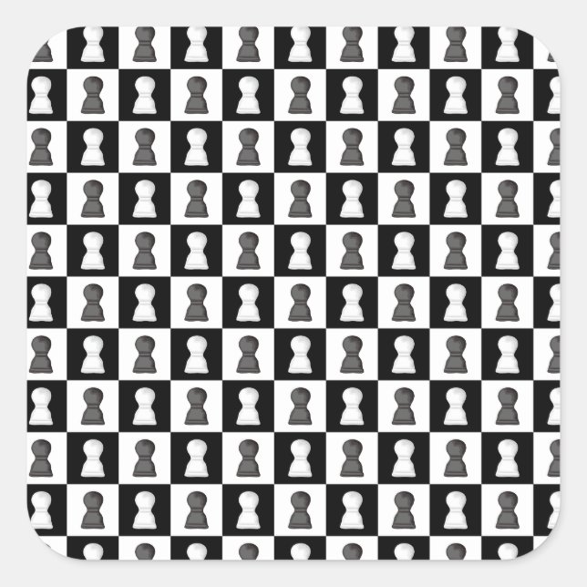 Black & White Chess Allover Chess Board Pattern  Square Sticker (Front)