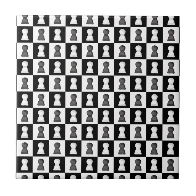 Black & White Chess Allover Chess Board Pattern  Tile (Front)