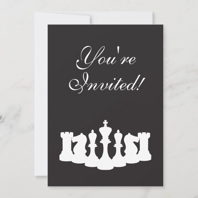 Black & White Chess Birthday Party Invitation (Front)