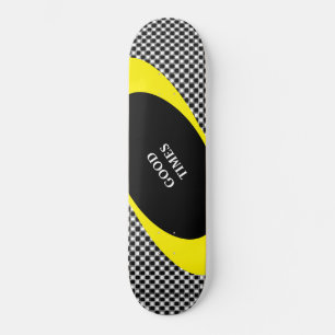 Black & white chess pattern & wavy lines skateboard