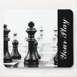 Black White Chess Typography Mouse Mat