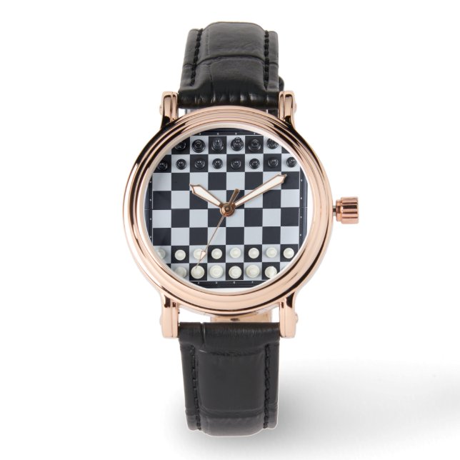 black white chessboard watch (Front)