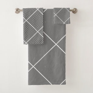 BLACK WHITE CHEVRON ABSTRACT BATHROOM TOWEL