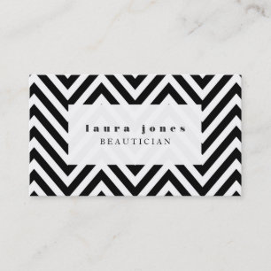 Black + White Chevron Beautician Fashion Template Business Card