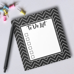 Black & White Chevron Colour Changeable To Do List Notepad