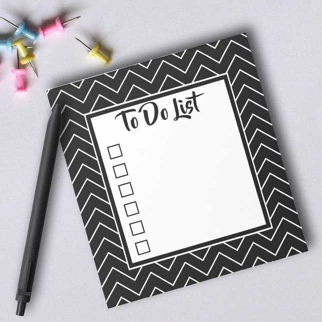 Black & White Chevron Colour Changeable To Do List Notepad (Creator Uploaded)