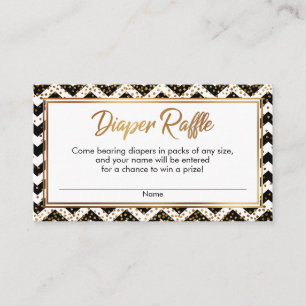 Black & White Chevron Confetti Diaper Raffle Cards