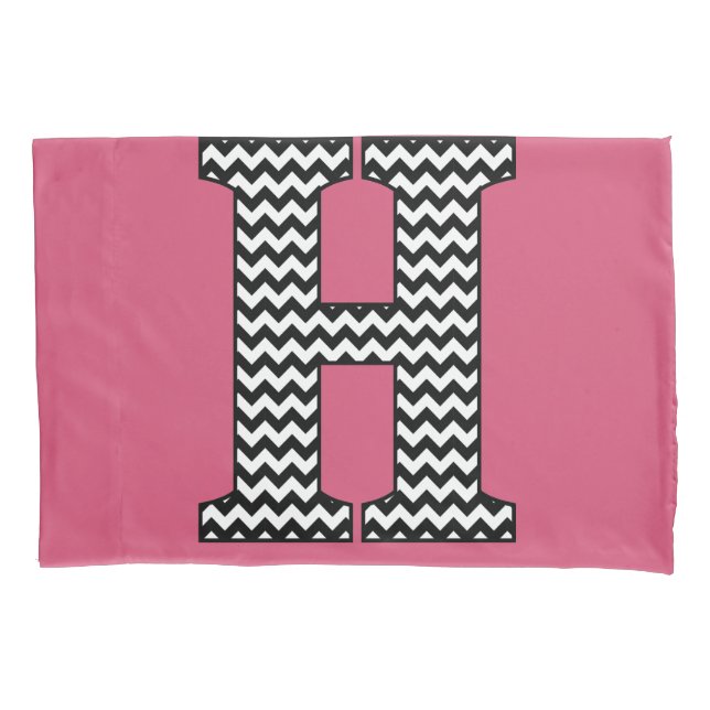Black & White Chevron H Monogram Pillowcase (Front)