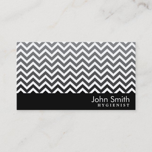 Black & White Chevron Hygienist Business Card (Front)