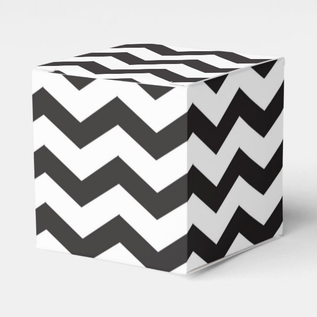Black & White Chevron Modern Party Favour Boxes (Front Side)