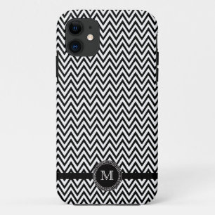 Black white chevron monogram iphone 5 case
