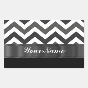 Black & white chevron rectangular sticker