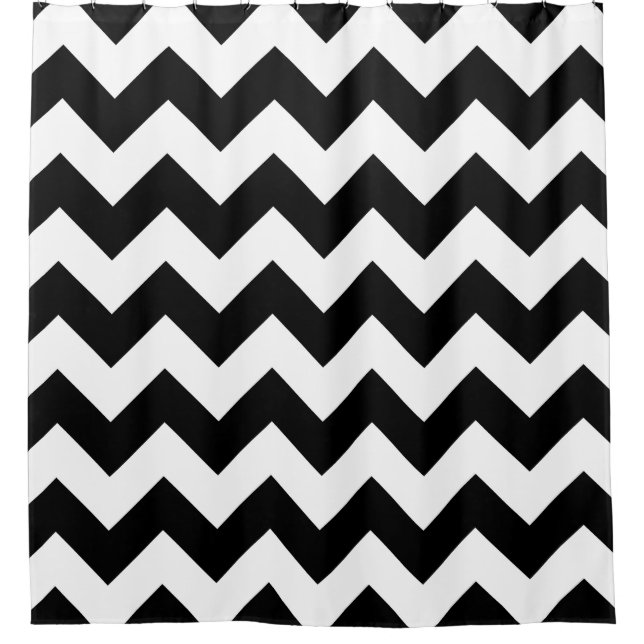 Black White Chevron Shower Curtain (Front)