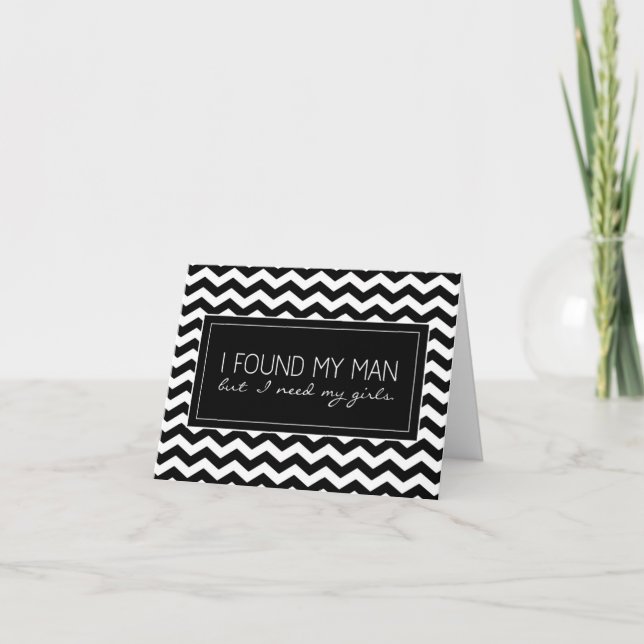 Black & White Chevron Striped Bridesmaid Request Invitation (Front)
