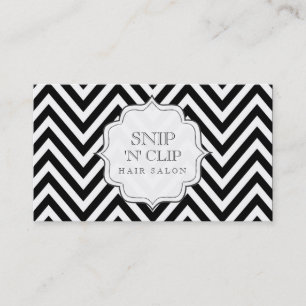 Black & White Chevron Stripes Hair Stylist Cards