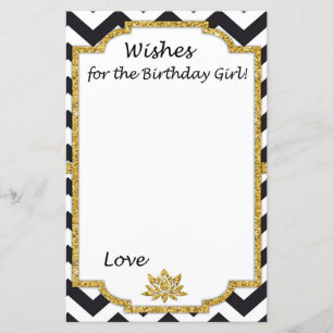 Black White Chevron Wishes for the birthday girl