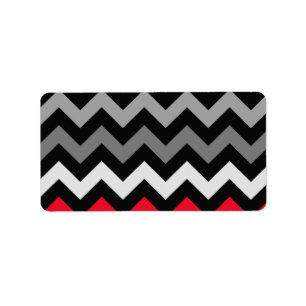 Black & White Chevron with Red Stripe Label