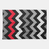 Black & White Chevron with Red Stripe Tea Towel (Horizontal)