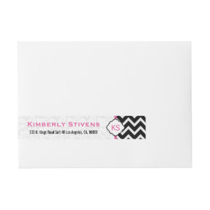 Black & White Chevron Zigzag Pattern 2 Wraparound Address Label