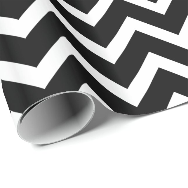 Black & White Chevron Zigzag Pattern Wrapping Paper (Roll Corner)