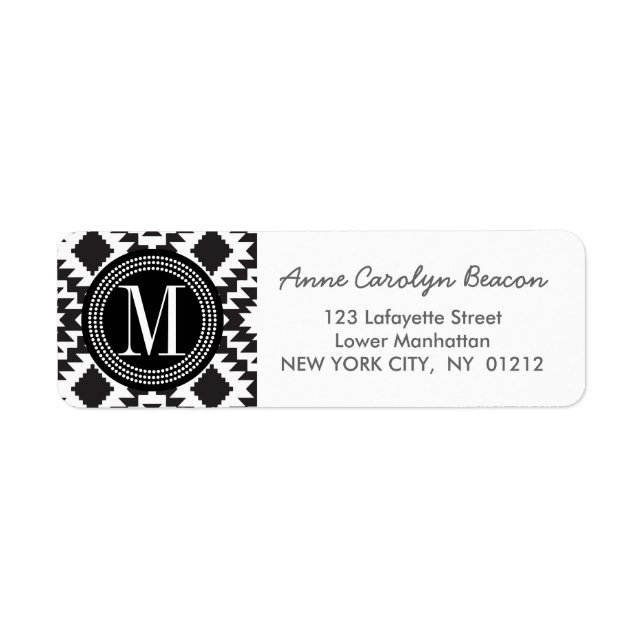 Black & White Chic Aztec Tribal Monogrammed (Front)