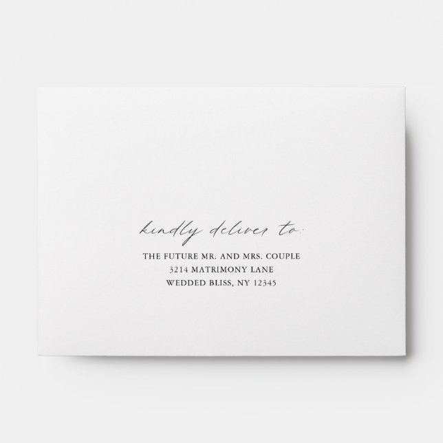 Black White Chic Calligraphy Simple Wedding RSVP Envelope (Front)