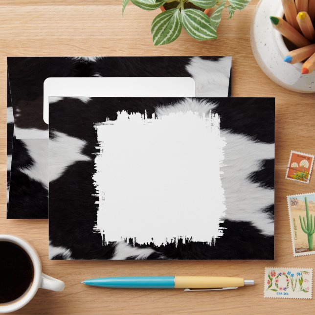 Black White Chic Cowhide Envelope (Desk)