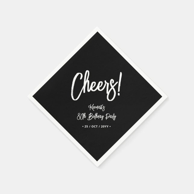Black & White | Chic Eighty 80th Birthday Party Napkin (Corner)