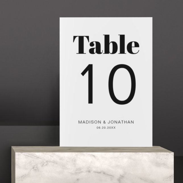 Black White Chic Minimalist Wedding Table Number (Creator Uploaded)