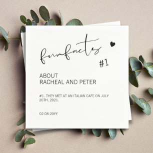 Black White Chic Modern Fun Facts Script Wedding N Napkin