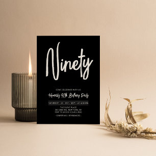 Black & White Chic Ninety 90th Birthday Party Invitation