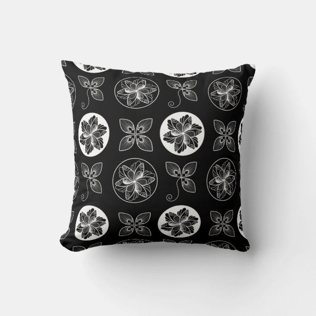 Black White Chic Pattern Cushion (Front)