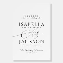 Black & White Chic Simple Wedding Welcome Sign