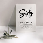 Black & White | Chic Sixty 60th Birthday Party Invitation<br><div class="desc">Celebrate your special day with this simple stylish 60th birthday party invitation. This design features a chic brush script with a clean layout in black & white colour combo. More designs available at my shop BaraBomDesign.</div>