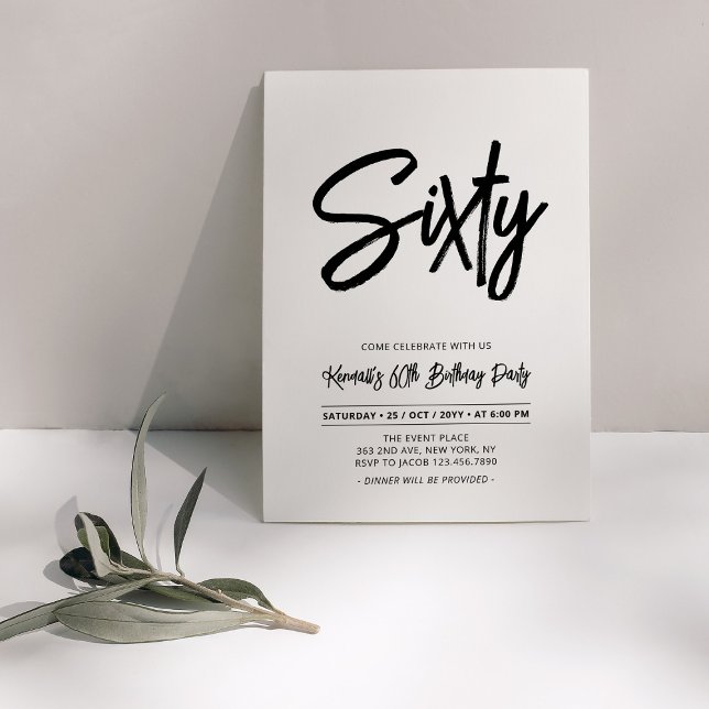 Black & White | Chic Sixty 60th Birthday Party Invitation (Creator Uploaded)
