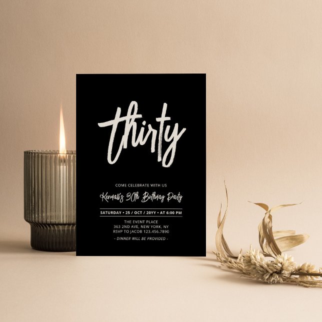 Black & White | Chic Thirty 30th Birthday Party In Invitation (Creator Uploaded)