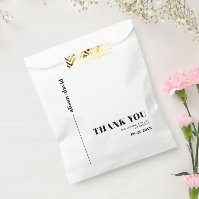 Black, white chic typography minimalist wedding favour bags (Sealed)