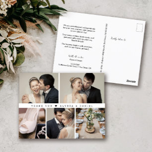 Black White Chic Wedding Photo Collage Trendy  Postcard