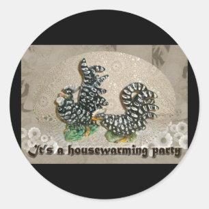 Black & White Chickens Housewarming Stickers