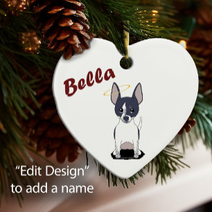 Black White Chihuahua Angel Ceramic Tree Decoration