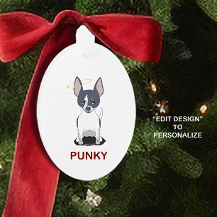 Black White Chihuahua Angel Ornament