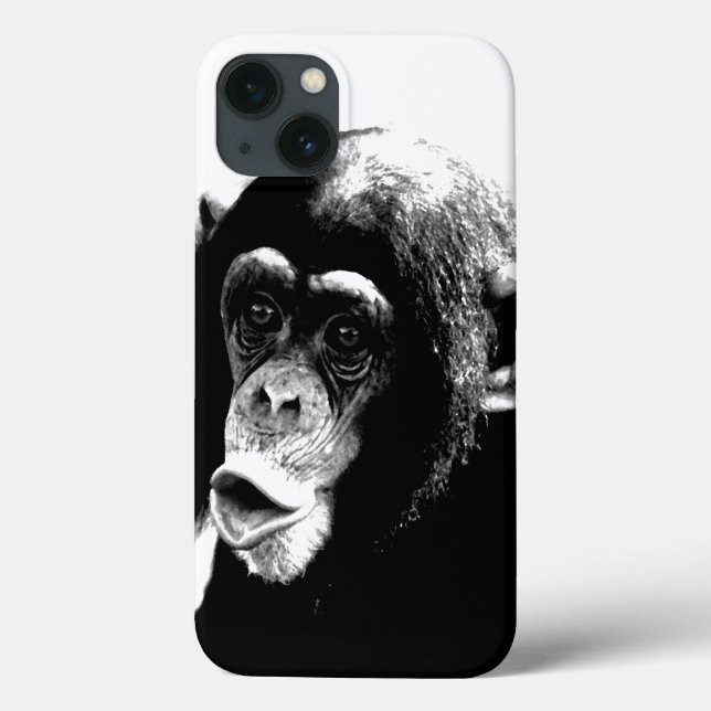 Black White Chimpanzee Case-Mate iPhone Case (Back)