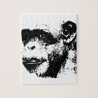 Black & White Chimpanzee Pop Art Jigsaw Puzzle