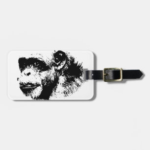 Black & White Chimpanzee Pop Art Luggage Tag