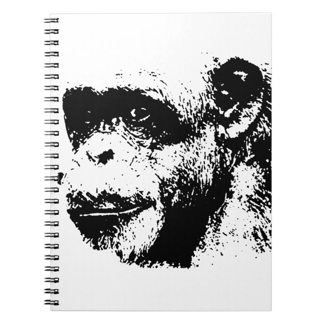 Black & White Chimpanzee Pop Art Notebook (Front)